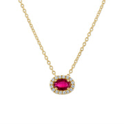 Oval Ruby East West Diamond Necklace