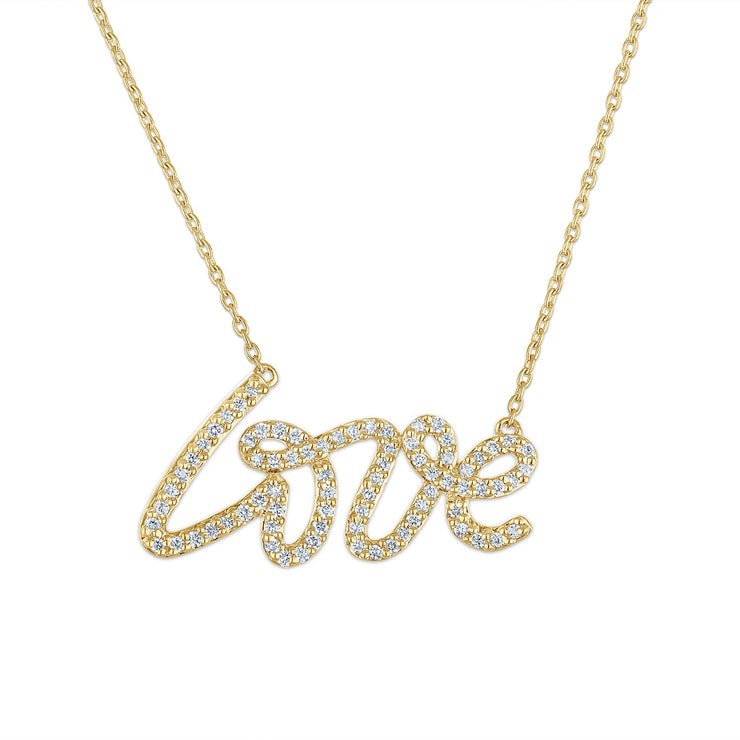Love Diamond Script Necklace
