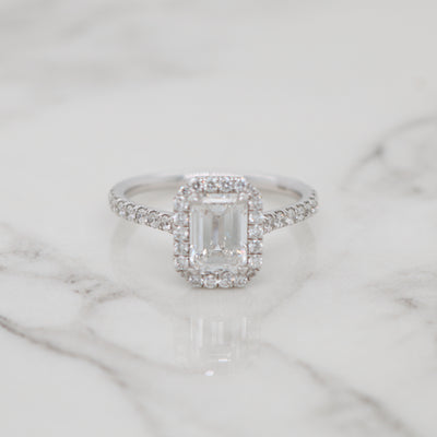 halo emerald cut engagement ring 1