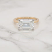 East West Emerald Cut with Hidden Halo