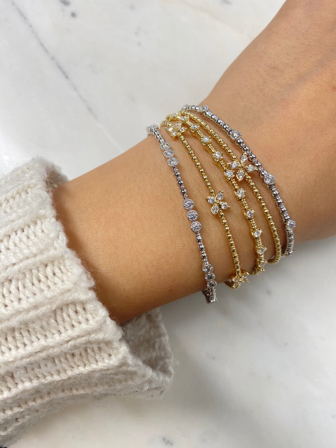 Siroo Three Bezel Diamond Flex Bangle - 1.00ct