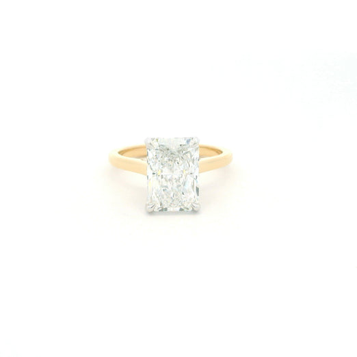 Two Tone Radiant Diamond Ring with Pedal Prongs