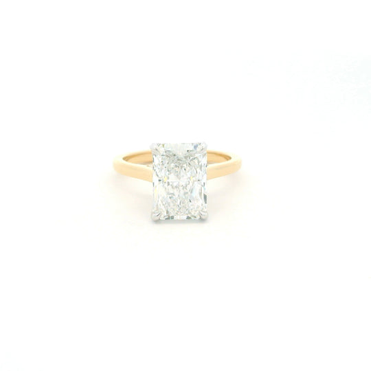 Two Tone Radiant Diamond Ring with Pedal Prongs
