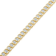 Lab Grown Emerald Cut Bezel Tennis Bracelet