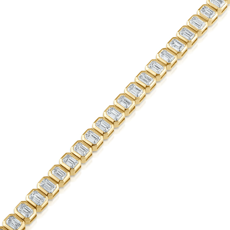 Lab Grown Emerald Cut Bezel Tennis Bracelet