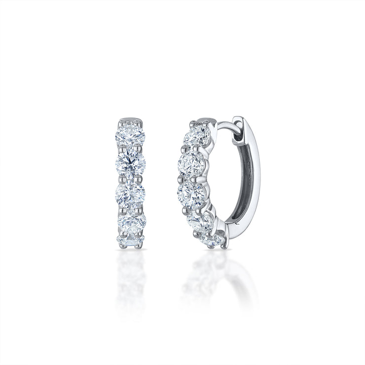 Shared Prong Diamond Huggies - 1ct