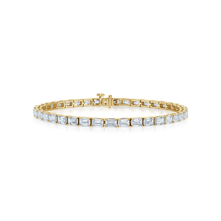 Emerald Cut East West Tennis Prong Bracelet