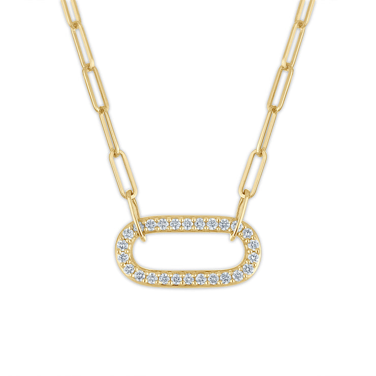 Oval Diamond Paperclip Necklace