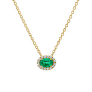 Oval Emerald East West Diamond Necklace