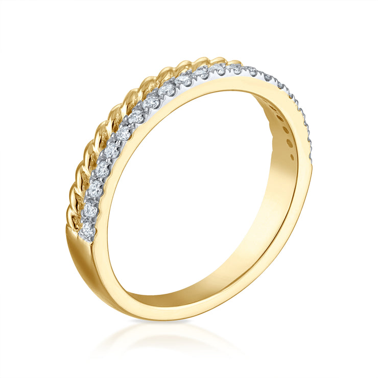 Two Row Diamond & Rope Ring