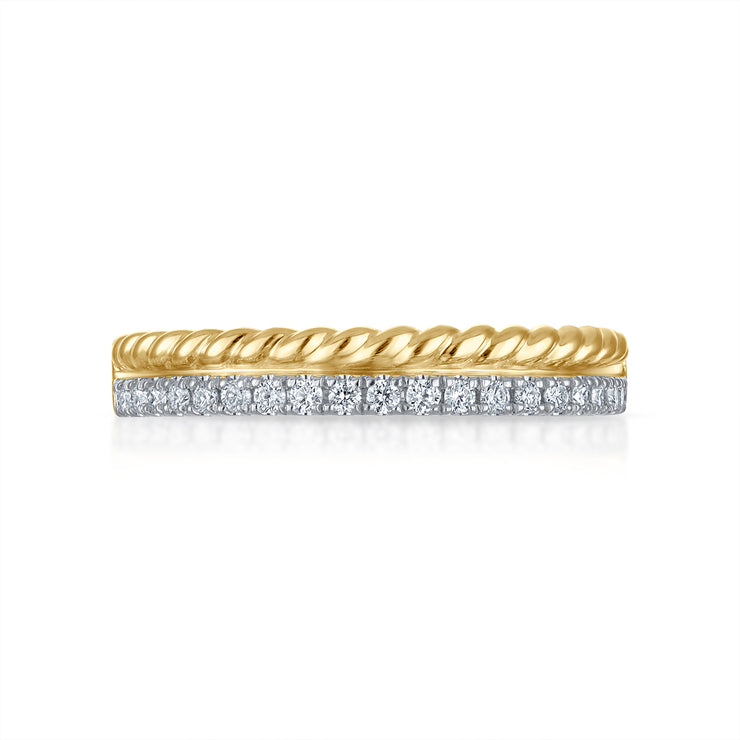 Two Row Diamond & Rope Ring