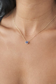 Oval Sapphire East West Diamond Necklace