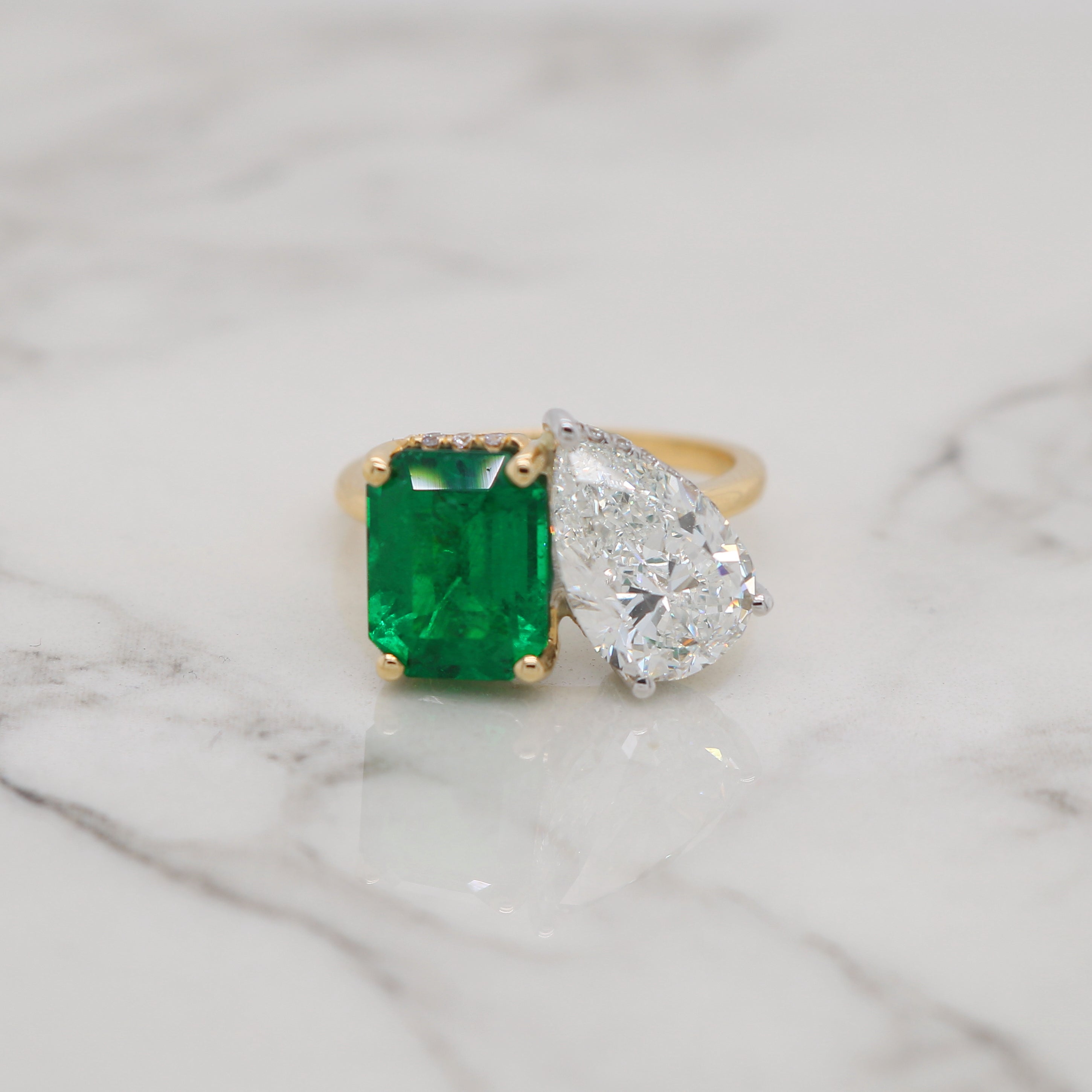 Toi Et Moi - Emerald and Pear Diamond