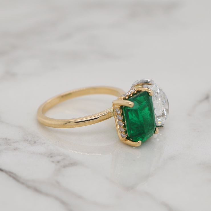 Toi Et Moi - Emerald and Pear Diamond