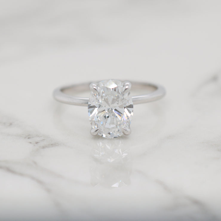 2ct Oval Petite Band with Hidden Halo Engagement Ring