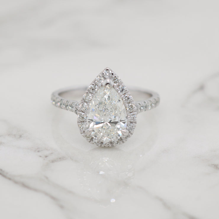 2ct Pear Halo with Split Shank Engagement Ring