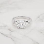 2ct Princess 3 Stone Trapezoids Engagement Ring