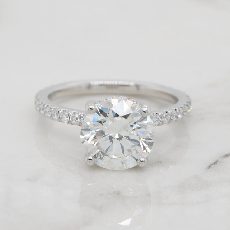 2ct Round Dainty Pave Band with Hidden Halo Engagement Ring