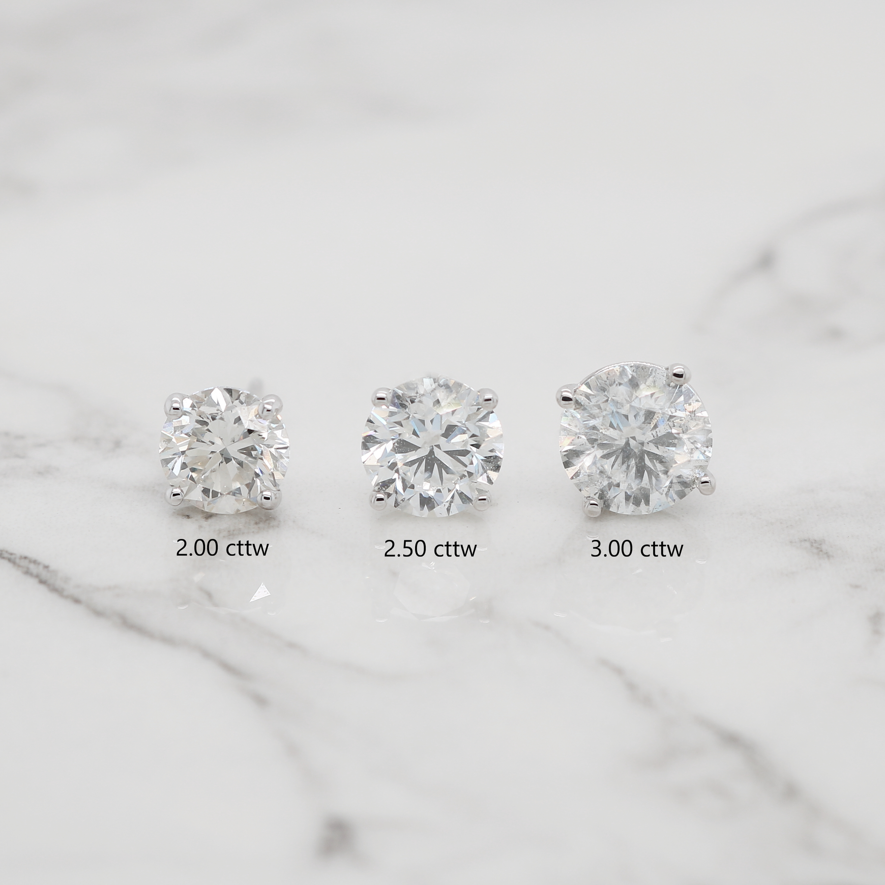 Diamond Studs 2.50 Carat Total Weight Siroo