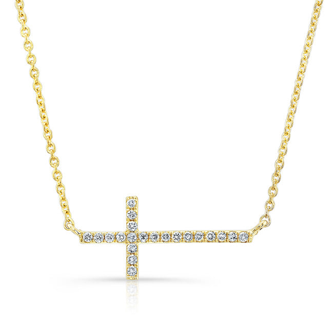 Sideways Diamond Cross Necklace