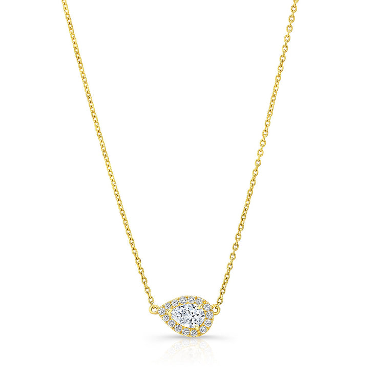 Pear Shaped Diamond Halo Necklace