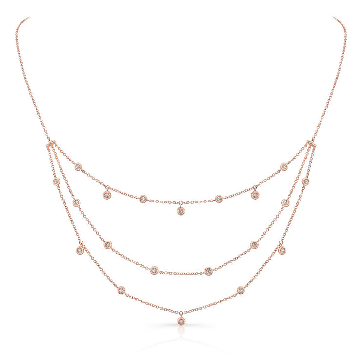 Triple Strand Bezel-Set Diamond Necklace