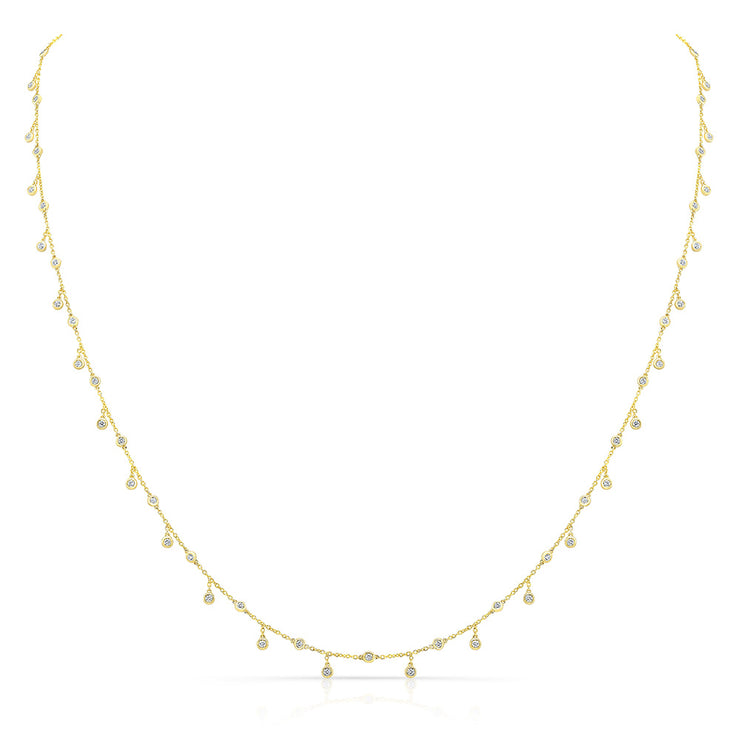 Bezel-Set Diamond Drop Necklace