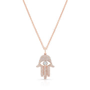 Hamsa Evil Eye Diamond Necklace