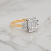 3ct Emerald Cut 3 Stone Trapezoids Engagement Ring