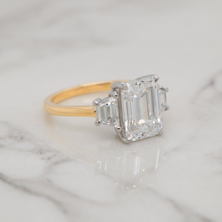 Platinum Emerald Cut Diamond with Hidden Halo Diamond Engagement Ring –  Long's Jewelers