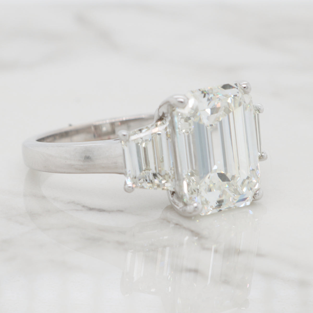 4ct Emerald Cut 3 Stone Engagement Ring – Siroo