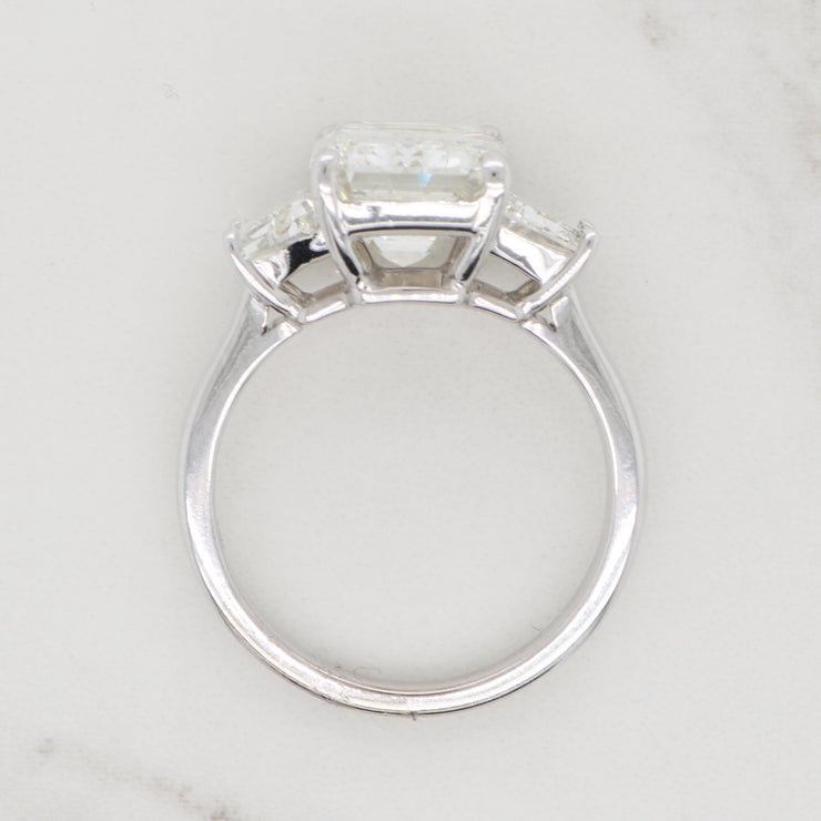4ct Emerald Cut 3 Stone Engagement Ring