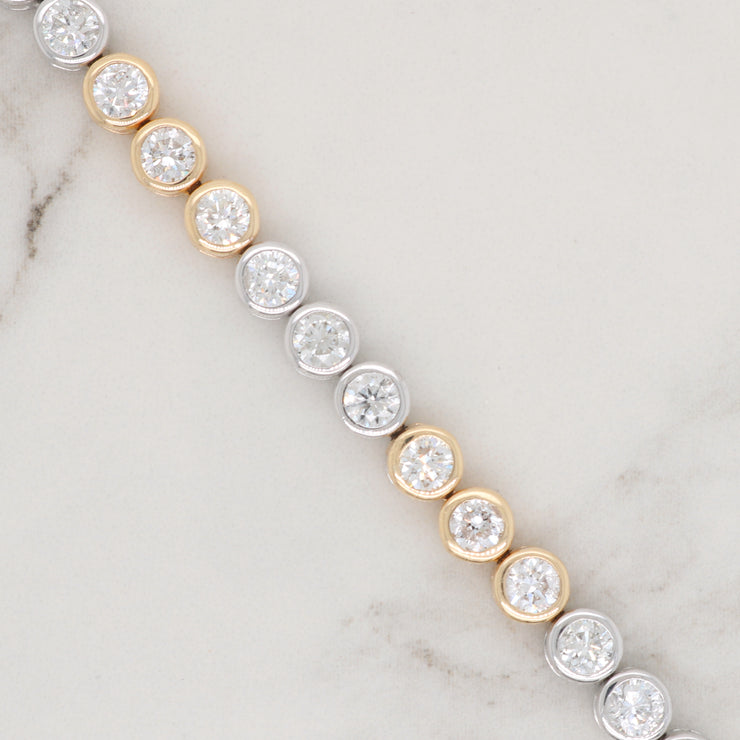 Two-Tone Diamond Bezel Bracelet - 6.5ct