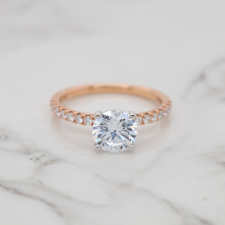 1ct Round Diamond Band Engagement Ring