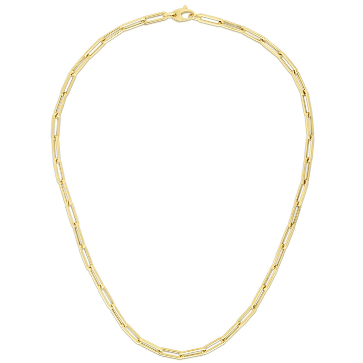 Paper Clip Link 14kt Gold Necklace - 4mm