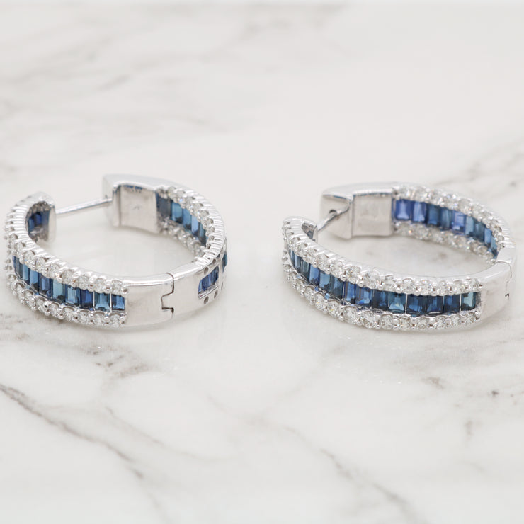 Sapphire and Diamond Inside Out Hoops