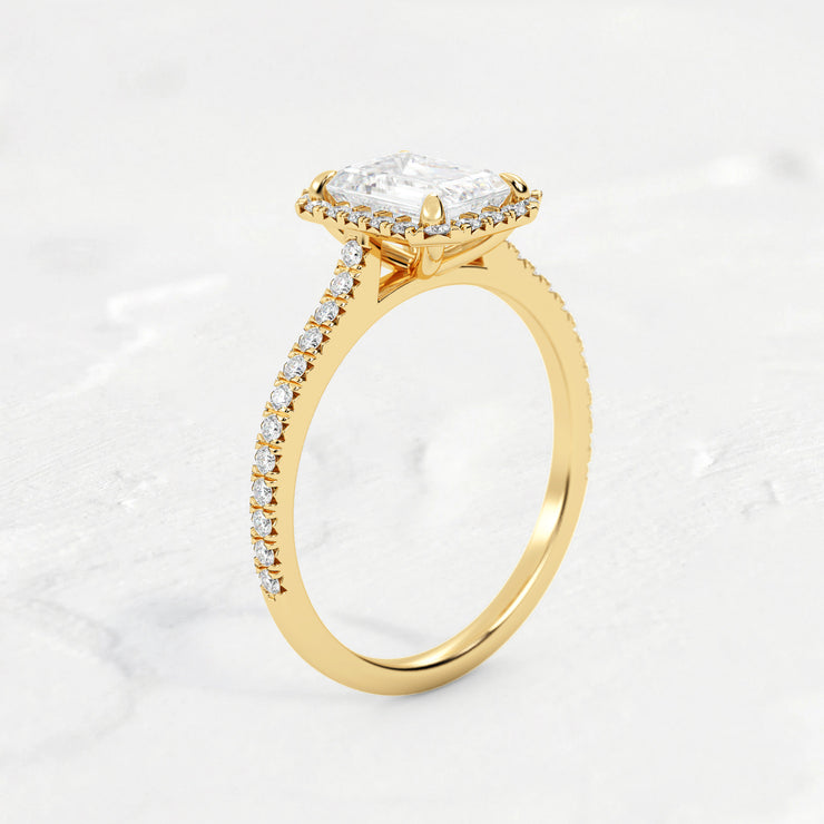 halo emerald cut engagement ring yellow 2